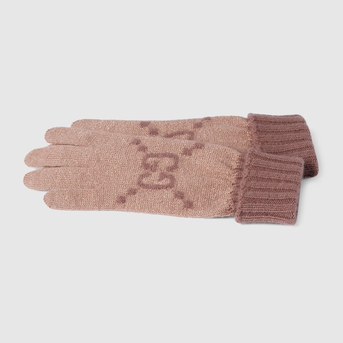 Guanti in cashmere GG lamé