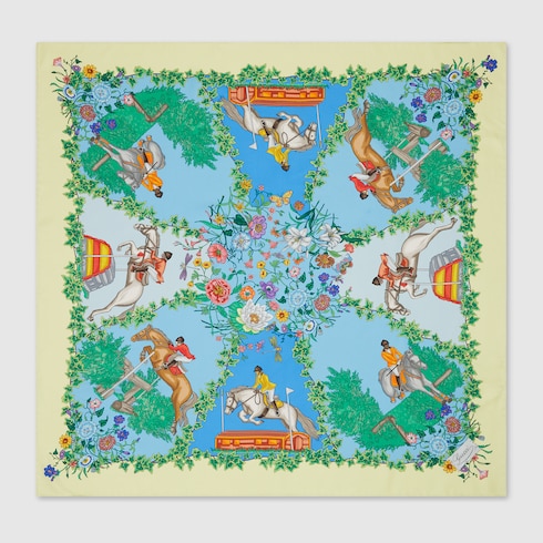 Carré en twill de soie imprimé