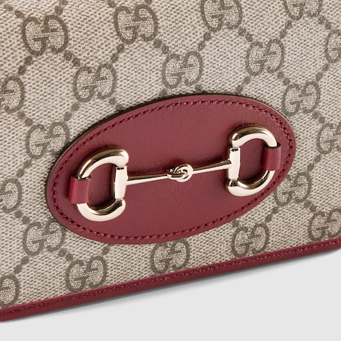 Gucci Horsebit 1955 Brieftasche mit Kettenriemen in beigefarbener und dunkelbrauner Canvas GUCCI DE