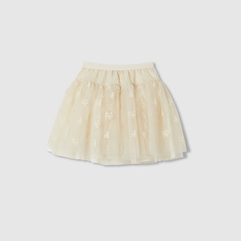 Children s embroidered tulle skirt in ivory GUCCI AE