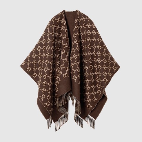 GG wool jacquard cape