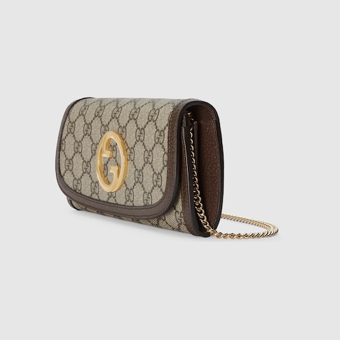 Portafoglio Continental Gucci Blondie con catena in tessuto Supreme beige ed ebano GUCCI Italia