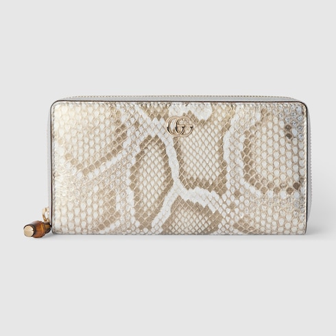 Zip-around python wallet with bamboo