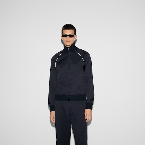 Giacca in nylon e jersey GG con cerniera