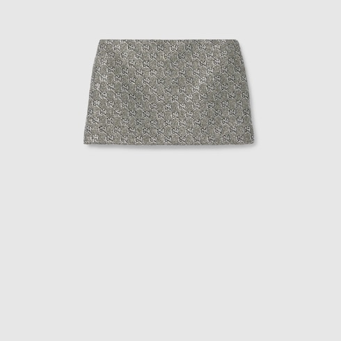 Minigonna ricamata in tweed di lana GG