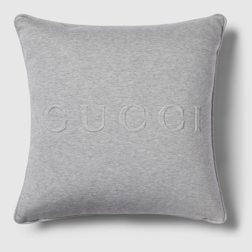 Embossed jersey and leather cushion