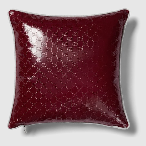 Embossed jersey and leather cushion Detail 2