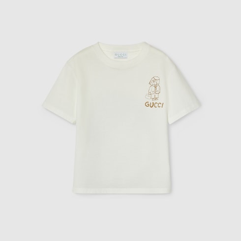 Children s printed cotton T shirt in white GUCCI Canada