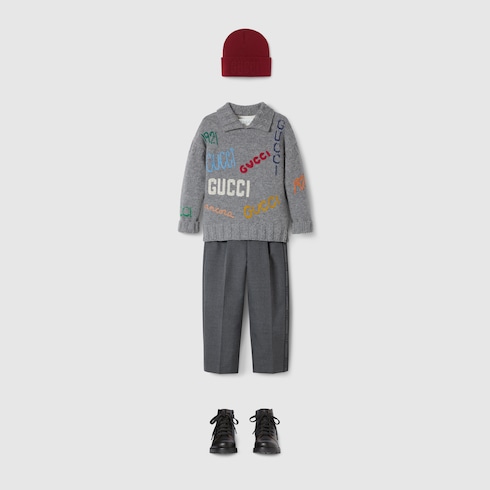 Children's embroidered wool pant
