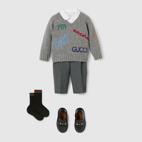 Baby embroidered wool twill pant