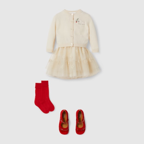 Jupe bébé en tulle brodé