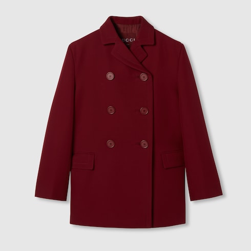 Wool silk cady jacket with martingale in Rosso Ancora red GUCCI Canada