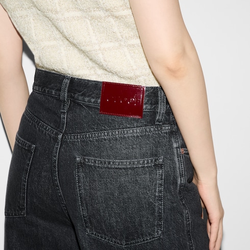 Wide leg denim trouser