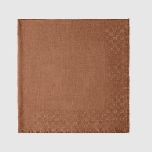 Châle en jacquard de soie et laine GG