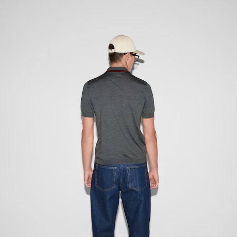 Poloshirt aus Wollstrick mit Web
