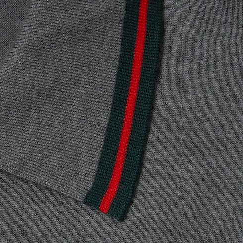 Wool knit polo shirt with Web Detail 7