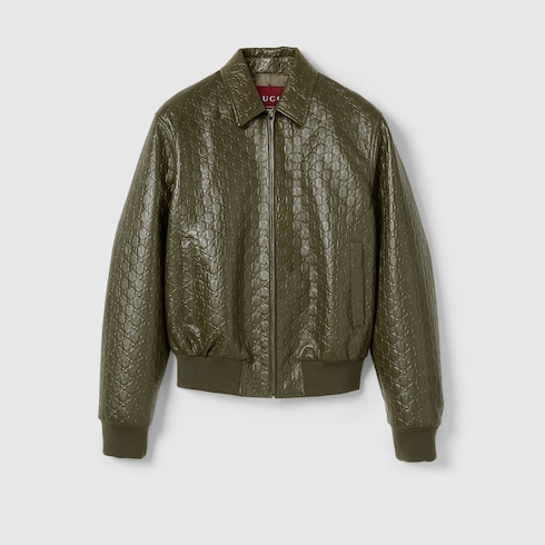 GG embossed leather bomber jacket Detail 2