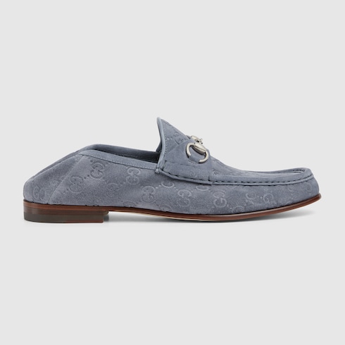 Men's Horsebit 1953 loafer in grey GG suede | GUCCI® US
