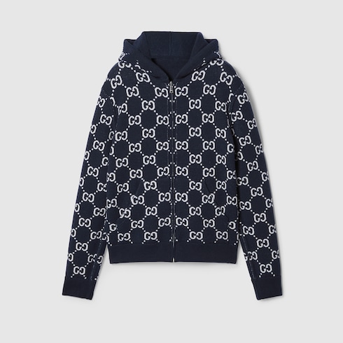 Chaqueta reversible con capucha en lana con GG