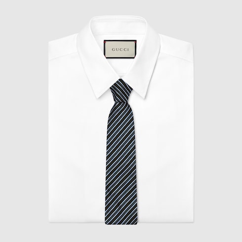 Striped silk jacquard tie