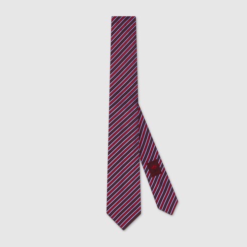 ストライプ シルクジャカード ネクタイブルー&ボルドー | GUCCI公式 ストライプ シルクジャカード ネクタイブルー&ボルドー | GUCCI公式