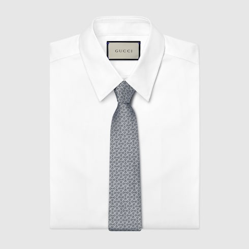 Horsebit silk jacquard tie