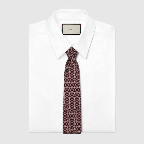 Horsebit silk jacquard tie