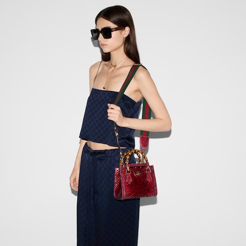 Mini borsa shopping Gucci Diana in pitone