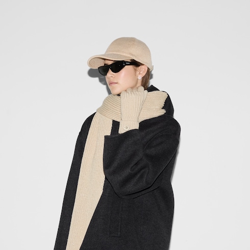 Rib knit wool lamé gloves