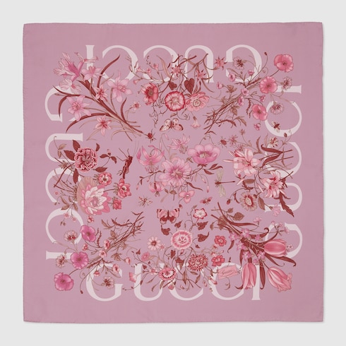 Pañuelo cuadrado sarga seda estampado Flora