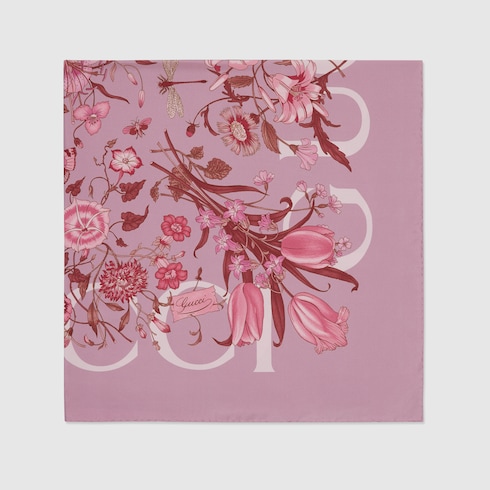 Pañuelo cuadrado sarga seda estampado Flora