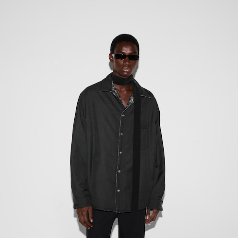 Wendbares Hemd aus Wolle und GG Denim