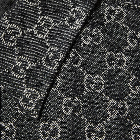 Camicia reversibile in lana e denim GG