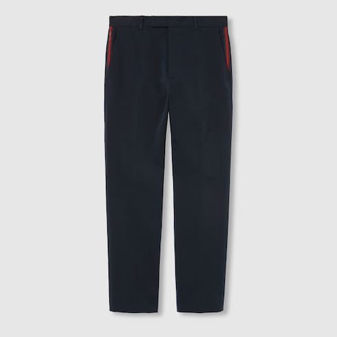 Pantalon en gabardine de coton avec bande Web
