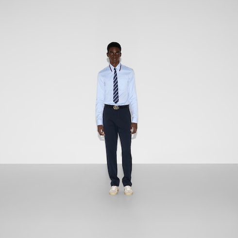 Брюки из хлопкового габардина с лентой Web