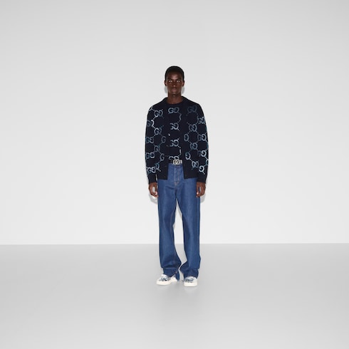 Chaqueta de punto de lana con intarsia de GG