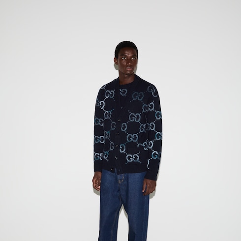 Chaqueta de punto de lana con intarsia de GG