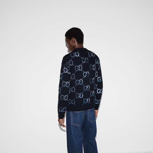 Chaqueta de punto de lana con intarsia de GG