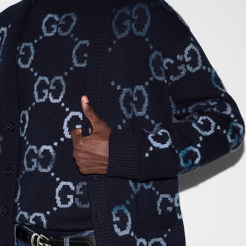 Chaqueta de punto de lana con intarsia de GG