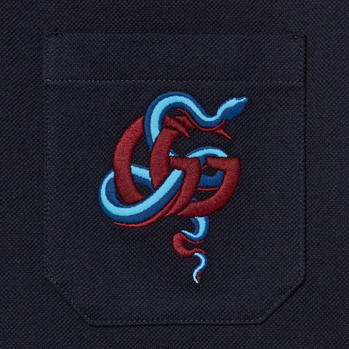 Embroidered stretch cotton polo shirt Detail 7