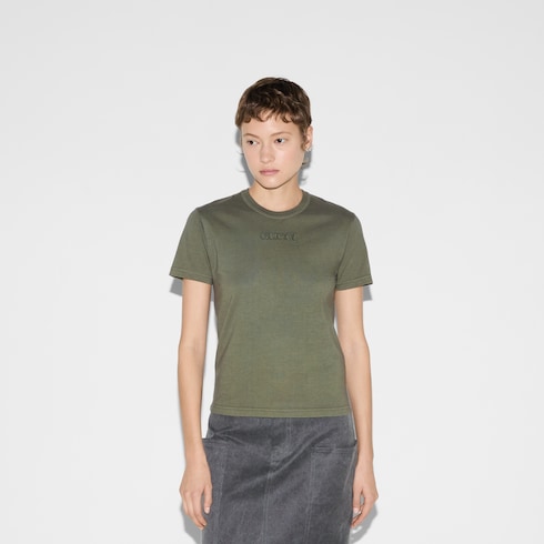 T-shirt in jersey di cotone ricamato