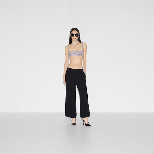 Pantalon en sablé de viscose avec broderie