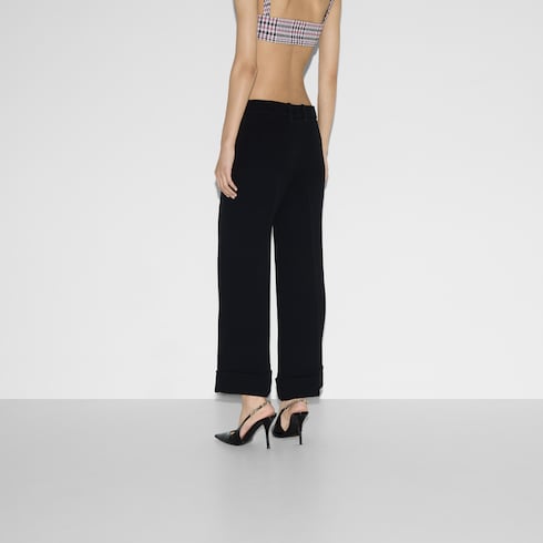 Pantalon en sablé de viscose avec broderie