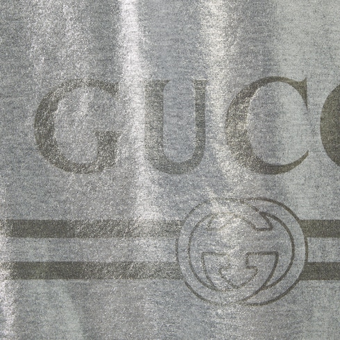 Printed laminated cotton T-shirt