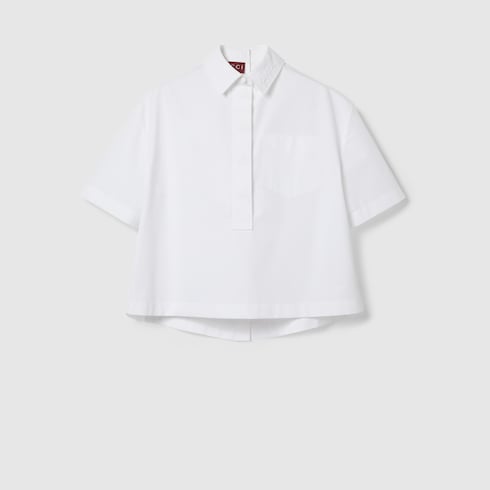 Camicia in popeline di cotone con logo in rilievo