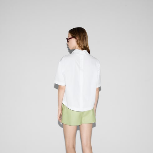 Camicia in popeline di cotone con logo in rilievo