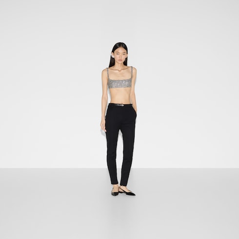 Stretch fabric pant in black | GUCCI® US