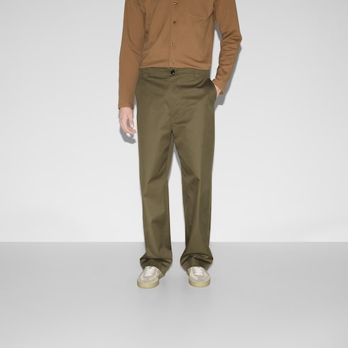 Pantalón de sarga de algodón con tribanda Web