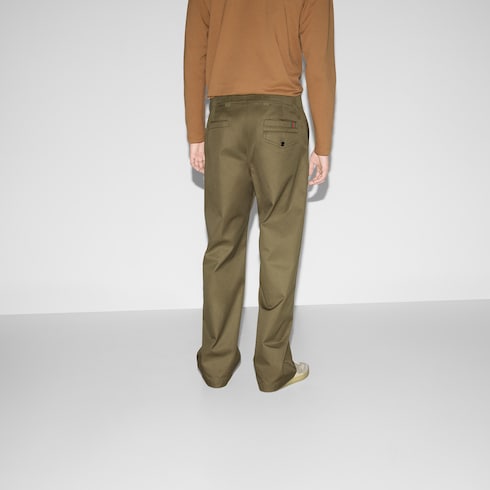Pantalón de sarga de algodón con tribanda Web