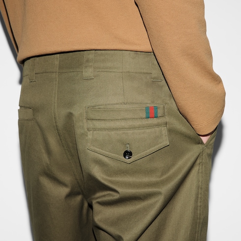 Pantalón de sarga de algodón con tribanda Web